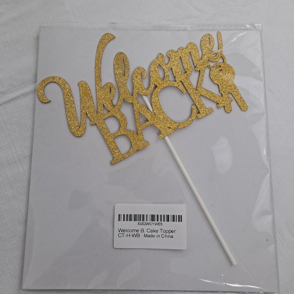 Welcome Back Cake Topper Gold Sparkle Keys - Picture 2 of 6